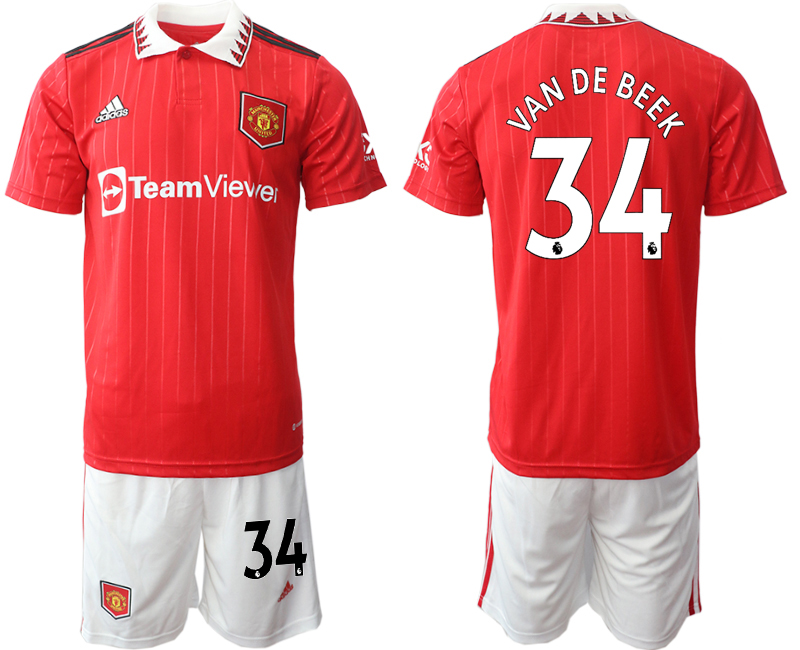 Men 2022-2023 Club Manchester United home Red #34 Adidas Soccer Jersey